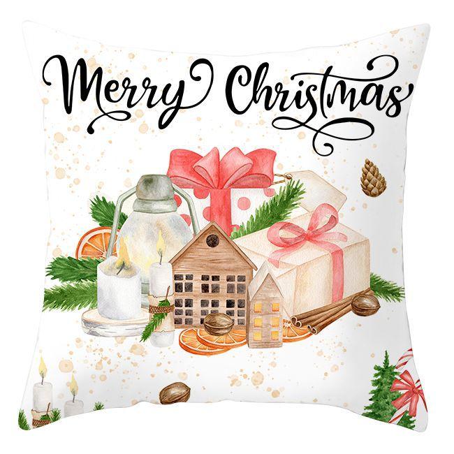 Cross-border Wholesale Christmas Pillow Covers Printed Holiday Sofa Car Pillow Waist Back Cushion Cover