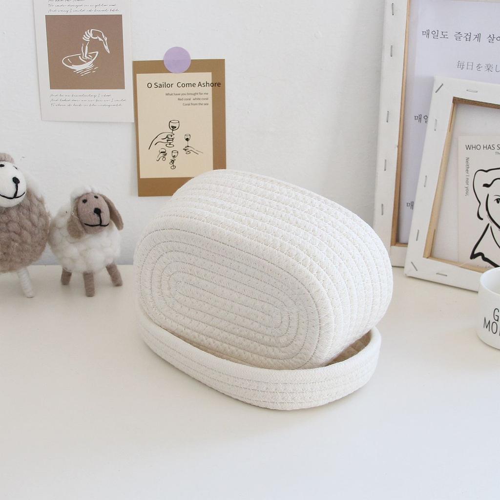 Panier de rangement de bureau tissé à la main avec couvercle Organisateur pour télécommande Cosmétiques Articles divers Boîte