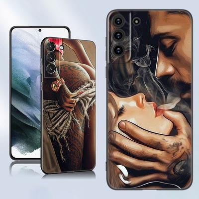 Sexy Sleeve Tattoo Girl Black Silicone Phone Case For Samsung Galaxy S23 S21 S20 FE S24 S22 Ultra S10E S10 S9 S8 Plus