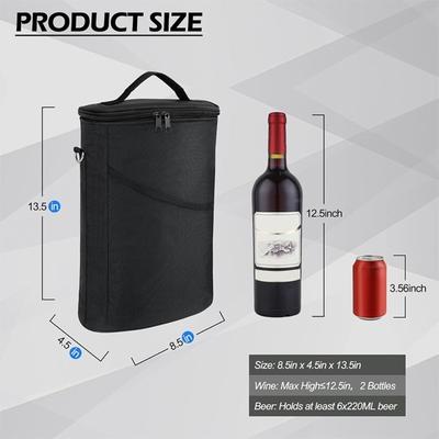 Leakproof Wine Cooler Bag Adjustable Shoulder Strap Insulated Wine Carrier Padded with Handle Beer Cooling Case Wine Tasting
