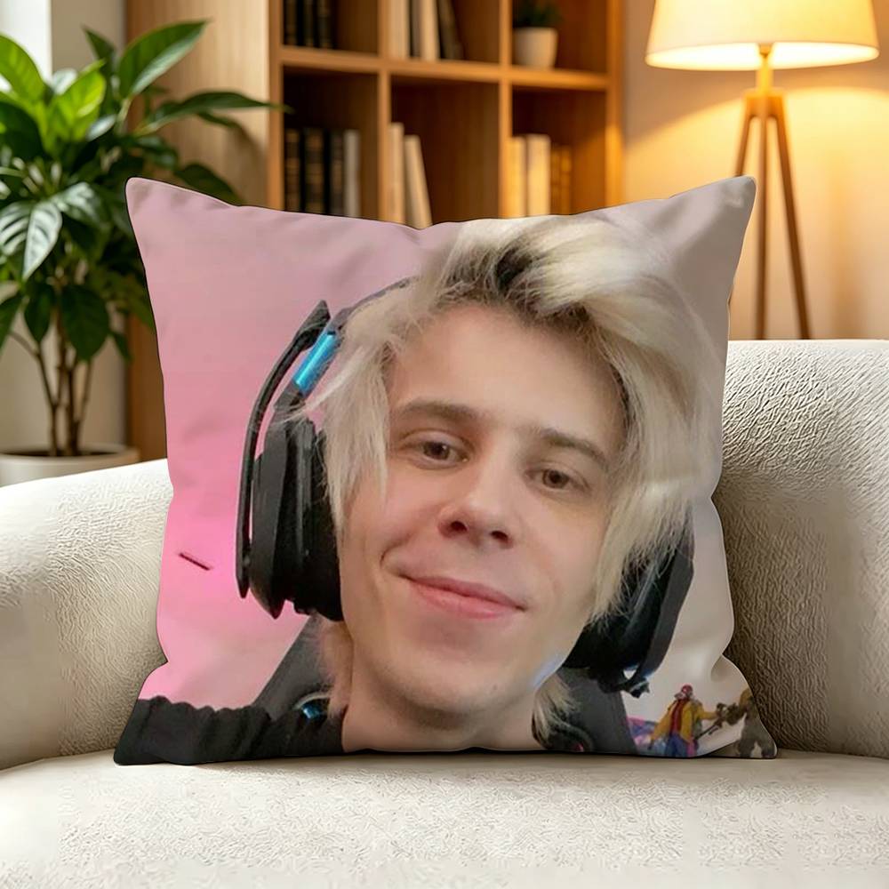 E-El Rubius Spanish Streamer Pillow Case Square Double-Sided Sofa Cushion Cover Bedroom Bedside Pillow