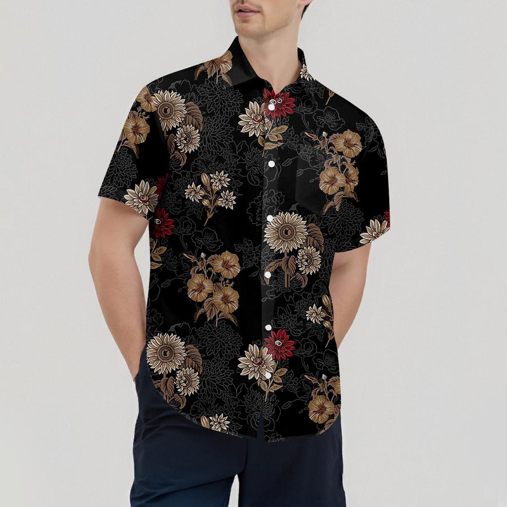 Retro Bohemian Print - Men's Casual Short Sleeved Shirt