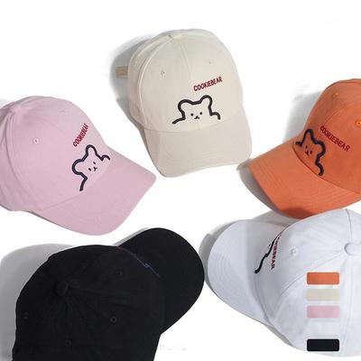 Hat Female Couple Bear Embroidered Alphabet Baseball Cap Beige Cap Female Autumn Casual Shade Sun Protection