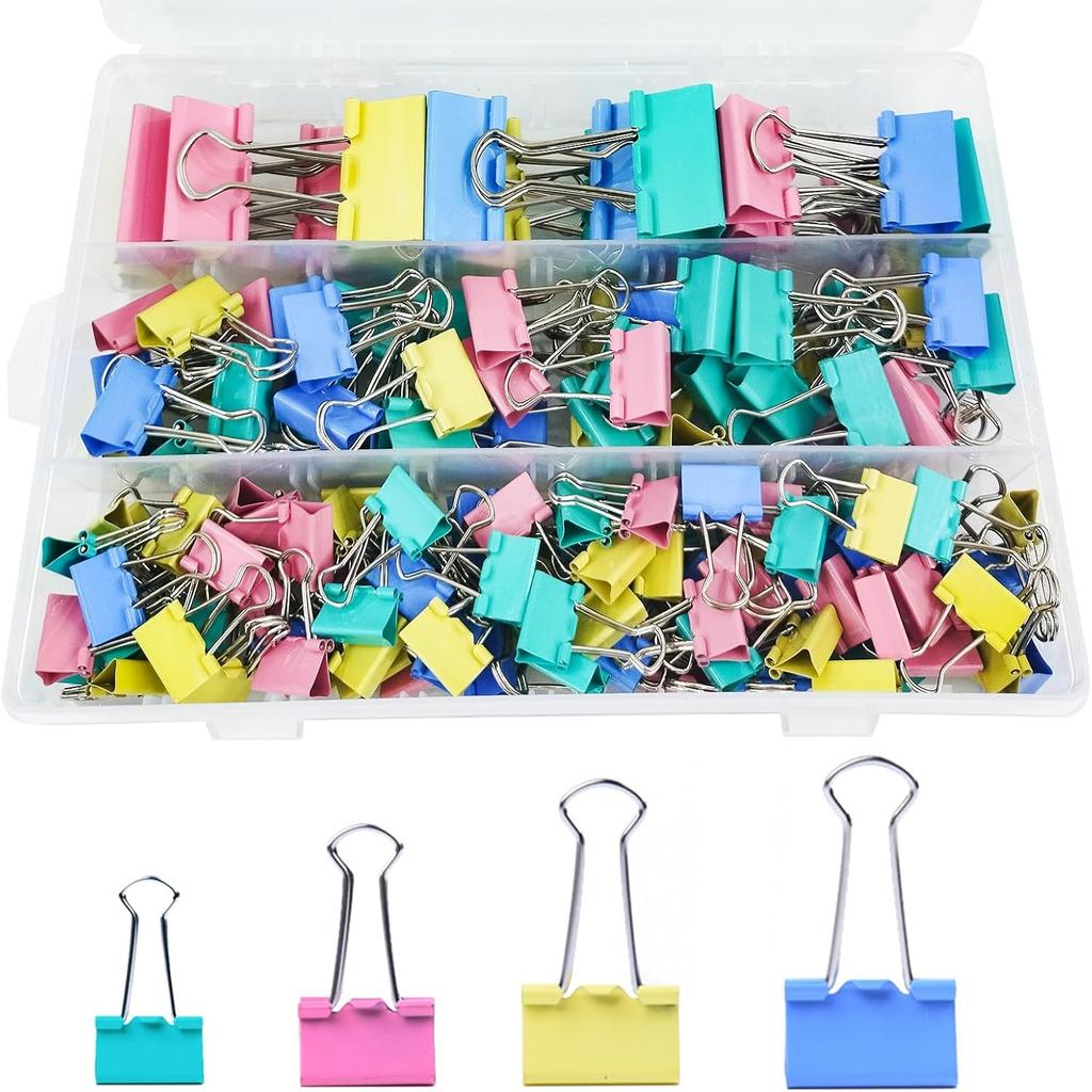 170 Pcs Binder Clips Assorted Sizes, Colored Large, Medium, Small Binder Paper Clips for Office Supplies, Home, School Document Organizing (Blue,