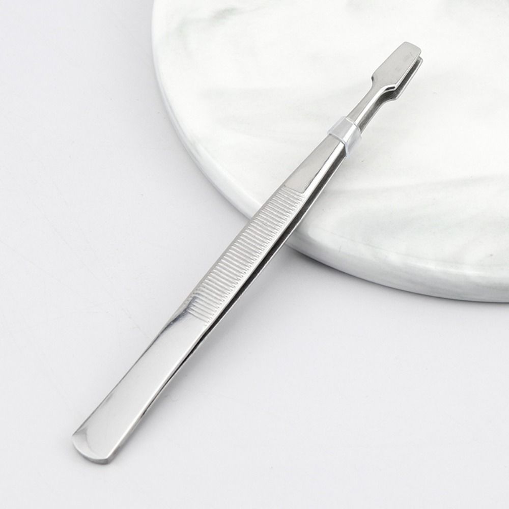 Stainless Steel Flat Mouth Eyelashes Tweezers False Eyelashes Applicator  Eyelash Grafting