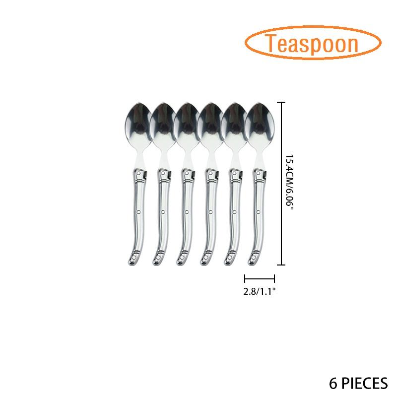 

Набор столовых приборов Laguiole из 6 предметов, ножи для стейка, столовые вилки, столовые ложки, чайная ложка, столовое серебро из нержавеющей стали с длинной ручкой