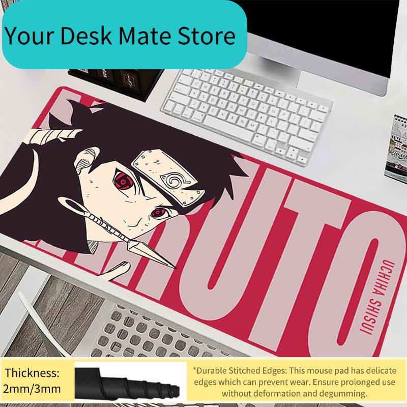 Mauspad Laptop Mauspade Büro PC Zubehör Tastaturpad Gummi-Tassenuntersetzer Weiches Mauspade Naruto Shisui Uchiha Große Schreibtischunterlage