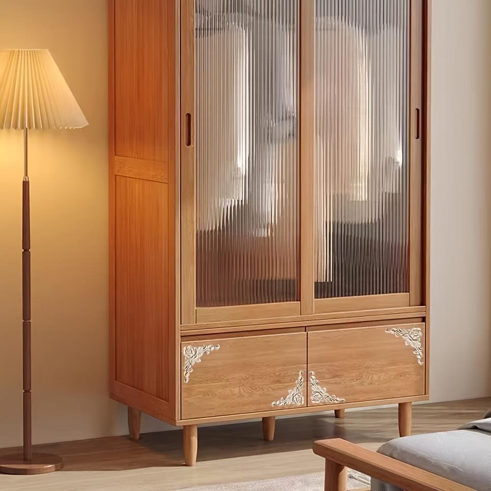 20 Pcs Decorative Wood Rose Flower Carved Appliques Corner Onlay 3.15 X 3.15 Inch DIY Unpainted Wooden Carved Corner Decal for Furniture Decoration