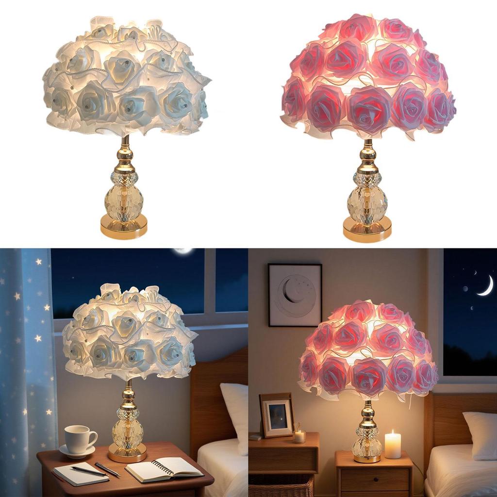 Rose Table Lamp NightStand Lamp Flower Rose Lamp for Office Hotel Study Room