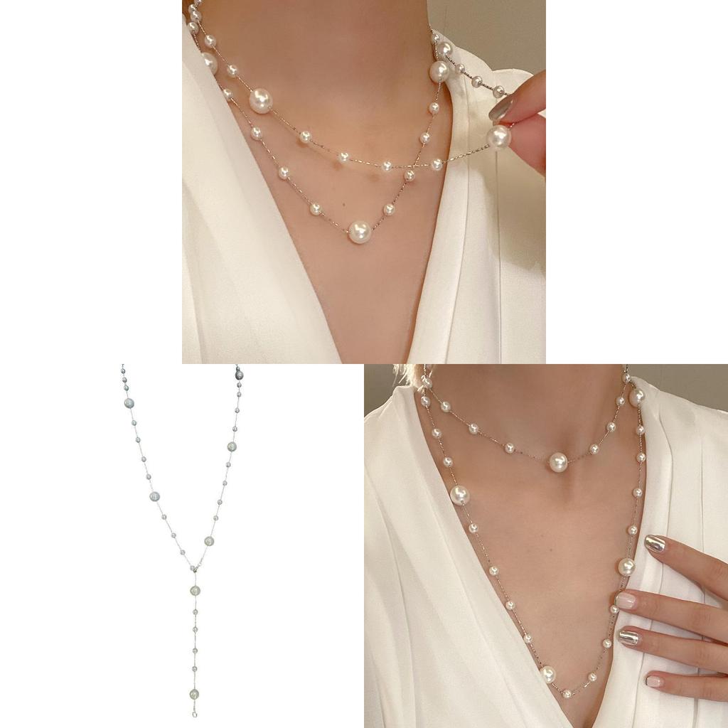 Elegant French Vintage Pearl Choker Necklace With Geometric Design For Women