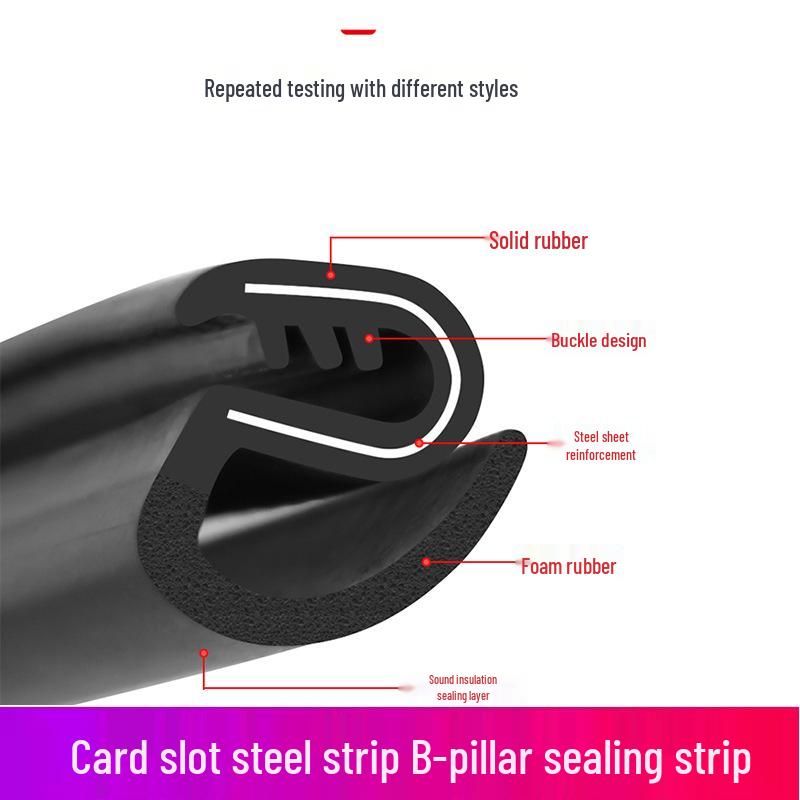 Car Door Soundproof & Dustproof Rubber Sealing Strip for B-Pillar and Gaps