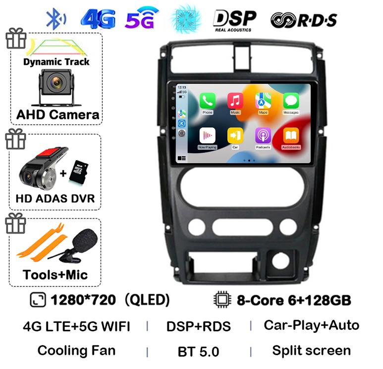 Android 14 Carplay Auto Car Radio For Suzuki Jimny 3 2005 - 2019 Multimedia Video Player Navigation GPS Stereo WIFI+4G Head Unit