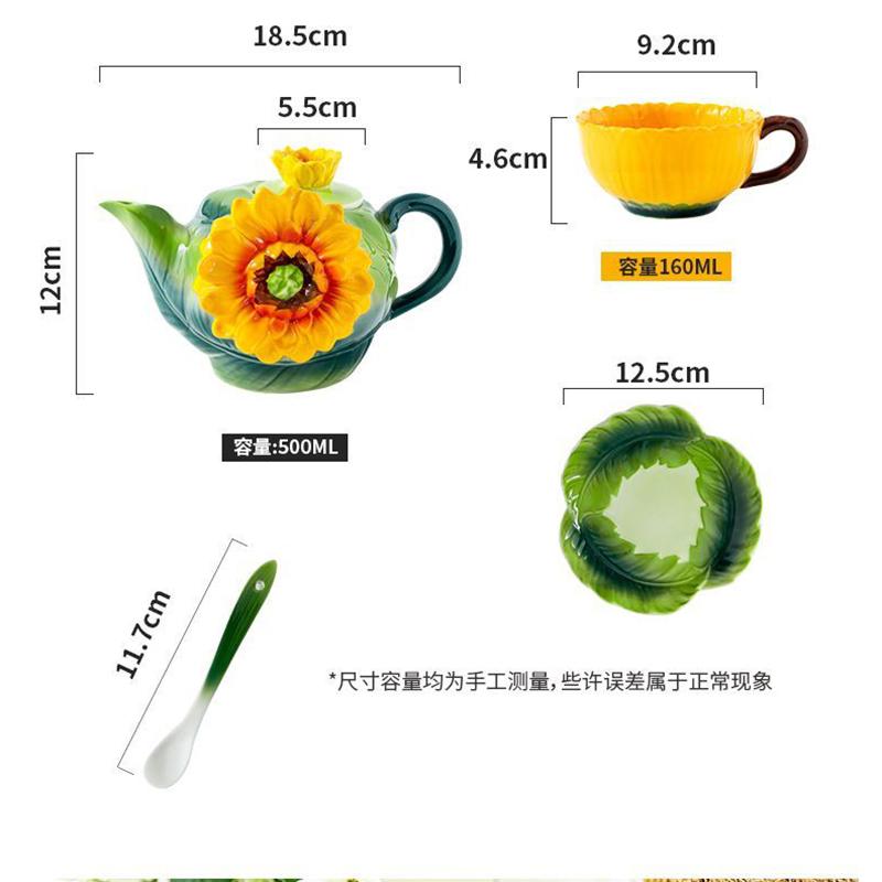 Kreative Sonnenblumenform Keramik Kaffeetasse Teekanne Tasse Zarte Blumige Emaille Farbe Teetasse Büro Tasse Trinkgeschirr Geburtstagsgeschenk