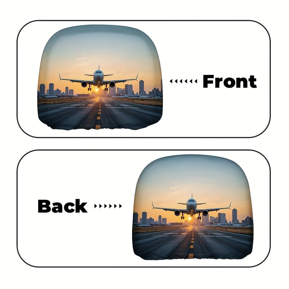 Airplane City Sunset Takeoff Car Headrest Covers , Durable & Stylish Vehicle Interior Accessories