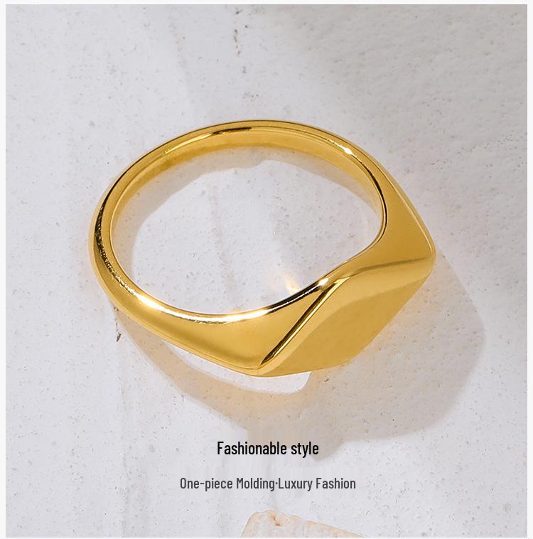 Evropsko-americký zlatý titanový ocelový retro prsten pro pár s nepravidelným kosočtvercovým designem pro ženy