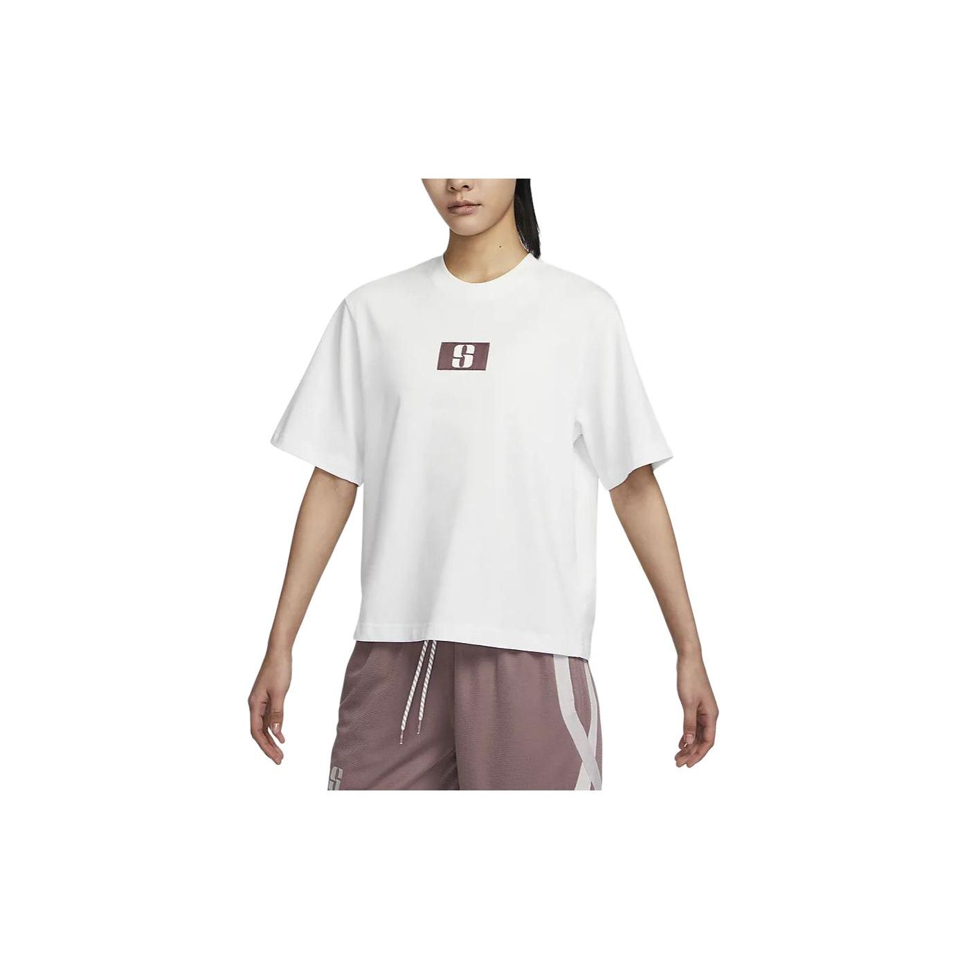 

Nike Женская футболка с круглым вырезом, повседневная, свободного кроя, с коротким рукавом и приспущенным плечом, белая FJ2703-121 S