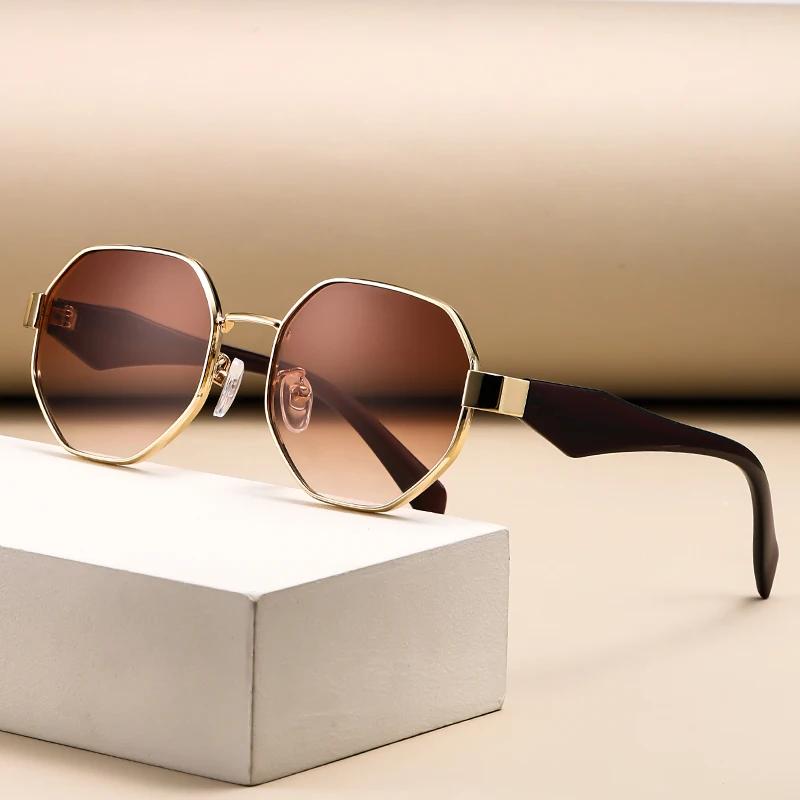 Punk Polygon Metal Sunglasses Women Vintage Frames For Female Luxury Brand Design Eyeglasses Driving Shades UV400