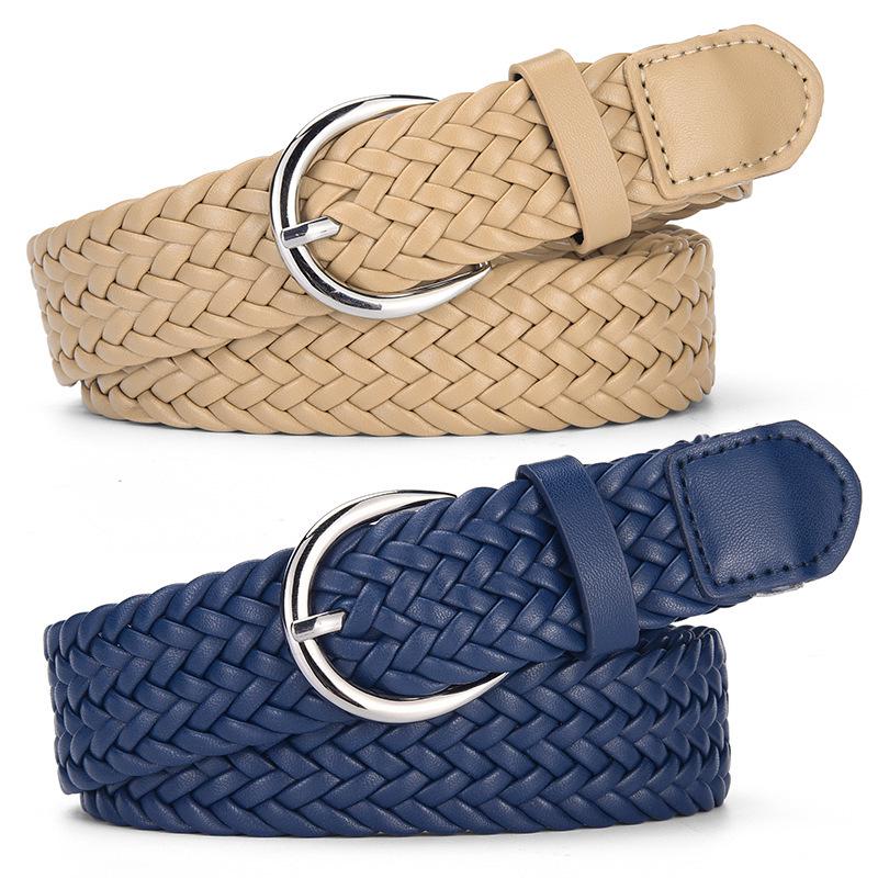 Retro Korean Style Women's Wide Leather Belt - Handmade, Versatile, Buckle-Free Woven Design for Dress & Pants