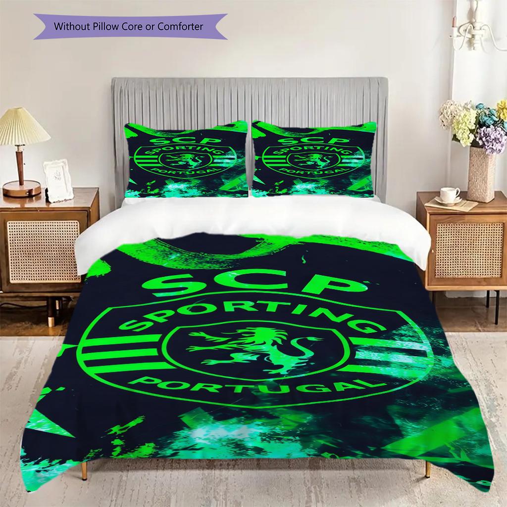 Scp Portugal Emblem Three-piece set (1 * duvet cover + 2 * pillowcase, without core) 2D Flat Duvet cover and pillowcase Christmas birthday gift