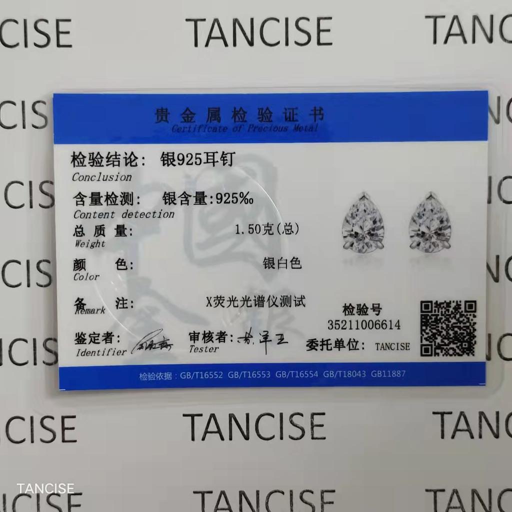 Tancise Jewelry 925 Sterling Silver Earrings Drop Single Diamond Jewelry.