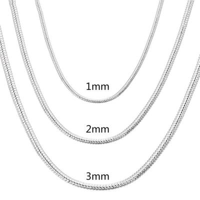 40-75 cm 925 Sterling Silber 1 MM/2 MM/3 MM solide Schlangenkette Halskette Für Männer Frauen Modeschmuck für anhänger