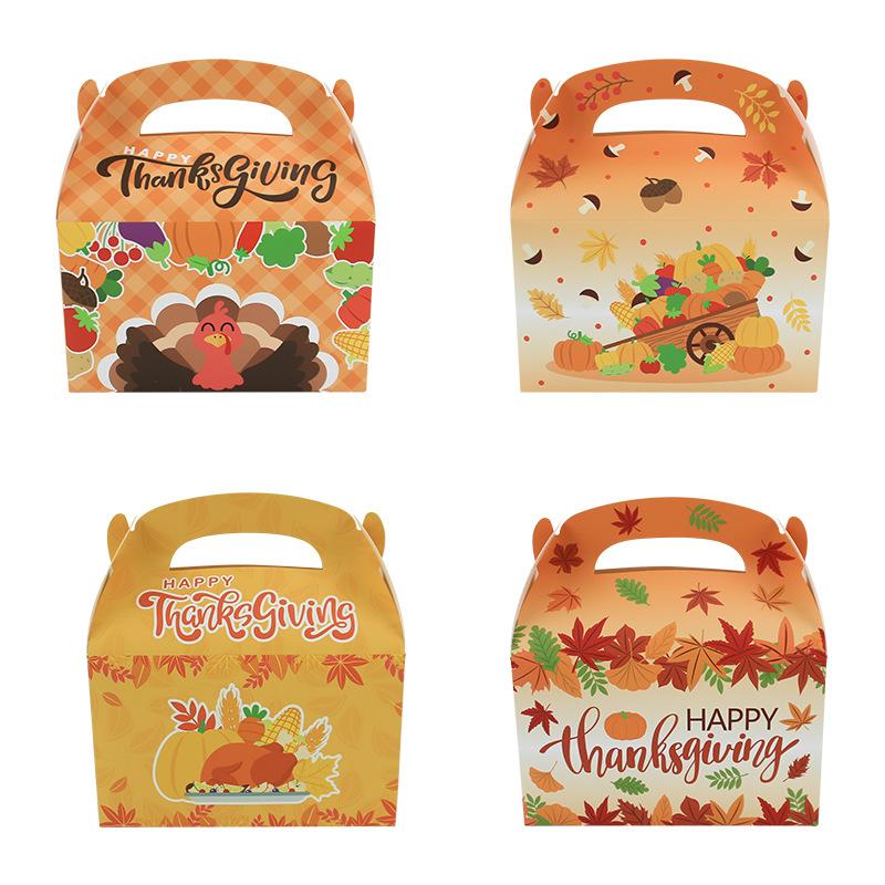 

Thanksgiving Gift Box, Large Square Bottom Hand Carry Baking Box Cookie Box