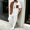 26th Anniversary Men's Plaid Patchwork Short Sleeve Shirt & Pants Set