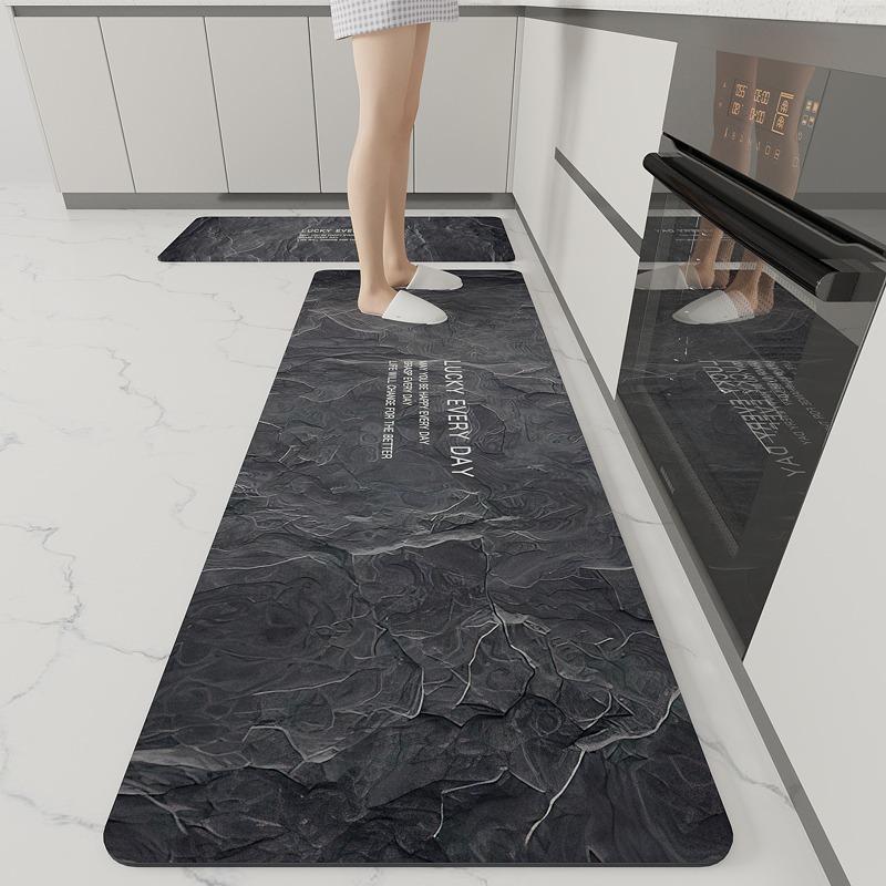Kitchen Floor Mat Marble Art Pattern Waterproof Oil-proof Scrubbable Pvc Carpet Dirt-resistant Floor Mats Alfombra 