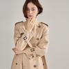 Spring new Ankola red trench coat double-breasted silhouette temperament classic casual long coat women 22397