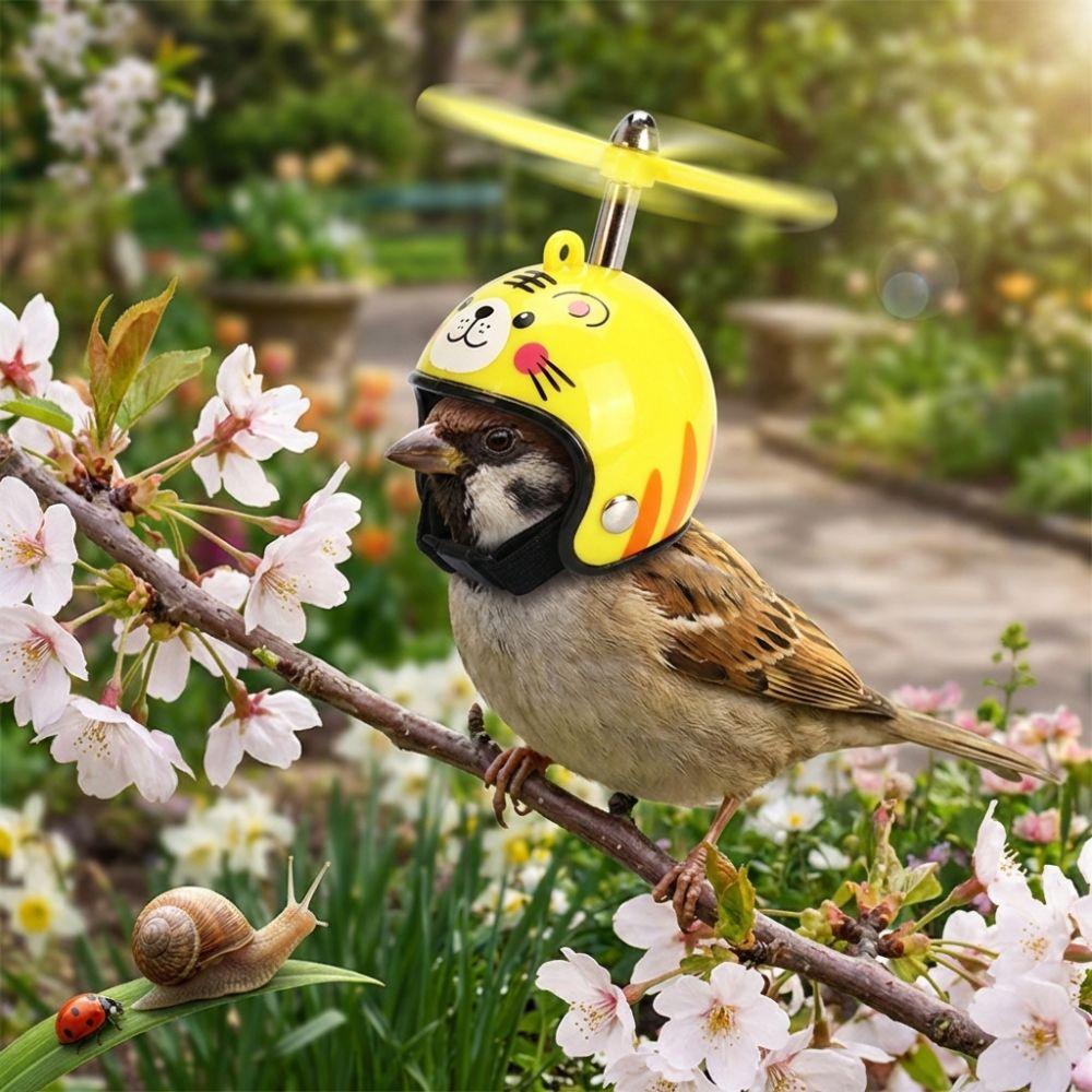 Sun Protection Pet Parrot Safety Helmet Waterproof with Propeller Animal Pattern Helmet Plastic Motorcycle Style