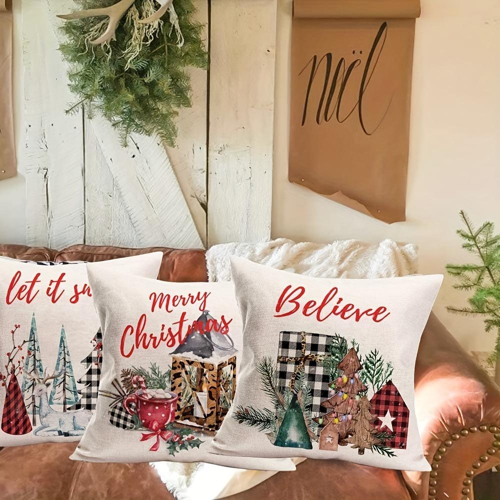 Festliche Weihnachtskissenbezüge: Glaube, Frohe Weihnachten, Fröhlich & Strahlend, Lass es schneien Sofabett Kissenbezug, Heimdekoration