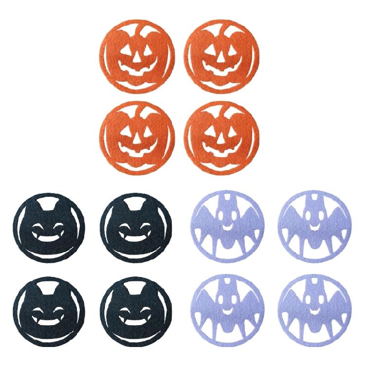4Pieces Coaster Cup Drink Coaster Mat Pad Hot Table Halloween Pumpkins Felt Cups
