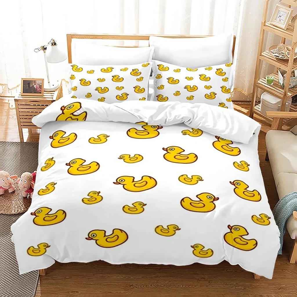 3D Print Yellow Duck Bedding Set Twin Queen King Size Duvet Cover Pillowcase for Boys Girls Adult Home Textile