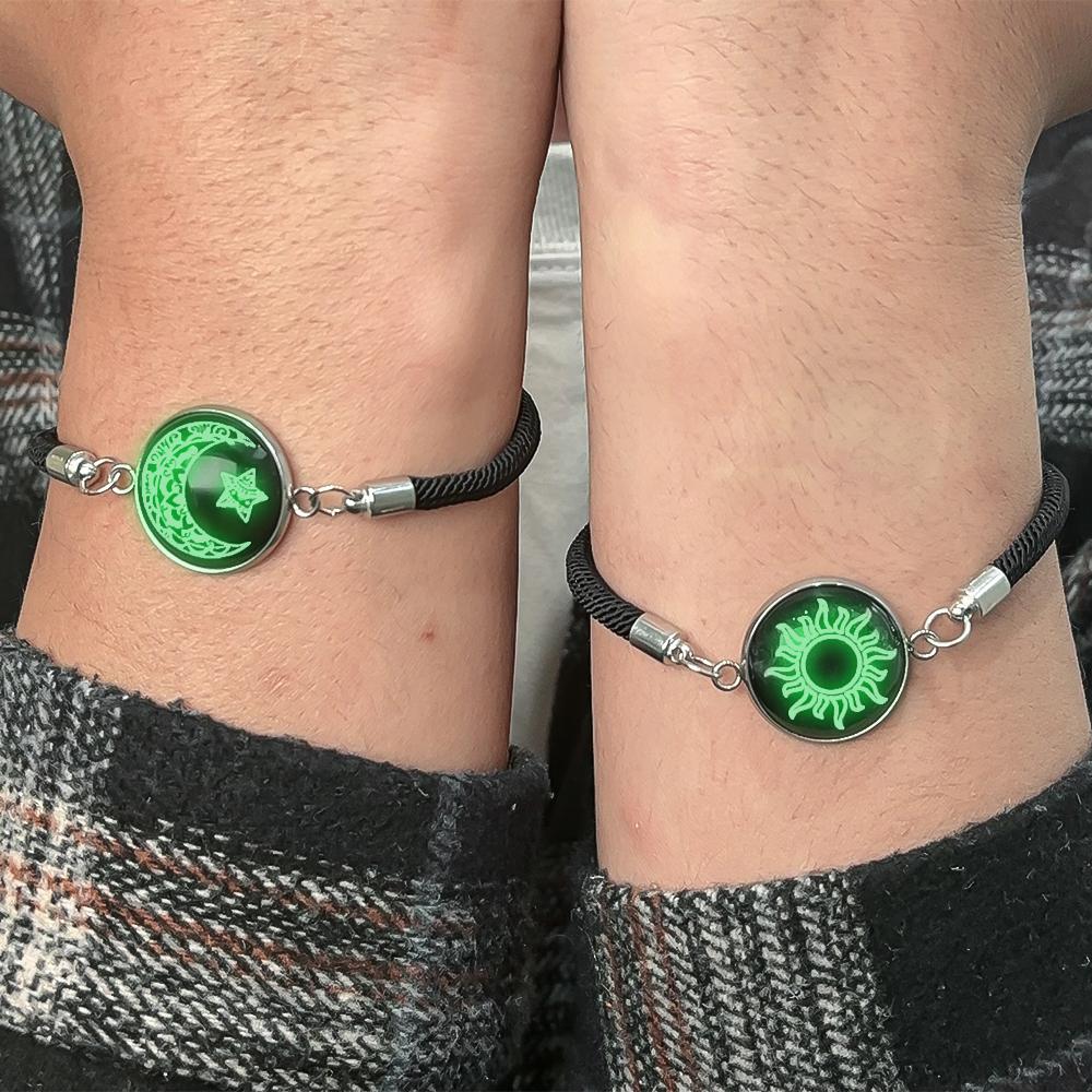 Nuovi Braccialetti Intrecciati Luminosi Moda Sole Luna Amanti Regolabili Acciaio Inossidabile Romantico Elegante Braccialetto a Maglie Gioielli