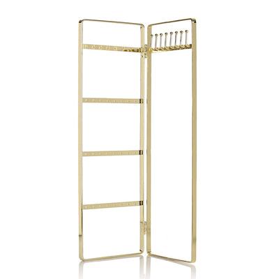 Queen-b Gold Accessory Stand, Frame, Jewelry Storage, Small Item Display, Foldable, Necklace/Ring Display, Tabletop Decor, Stylish and Cute (Large)