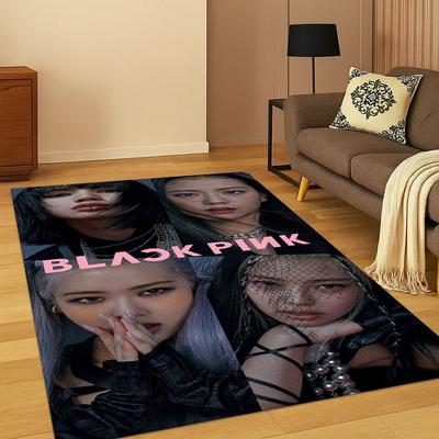 Fashion Kpop B-Black Pink Group Singer Star Carpet Rug for Bedroom Living Room Sofa Doormat Home Decor,Area Rug Non-slip Gift
