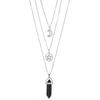 Layered Agate Necklace With Hollow Moon Star Charm For Women Collarbone Jewelry