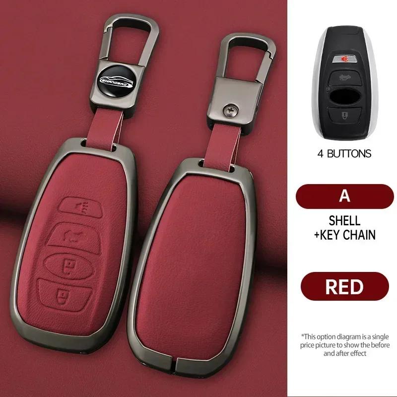 Interior Mouldings Zinc Alloy Leather Car Key Case Cover For Subaru BRZ STI XV SV Forester Legacy Outback Crosstrek Impreza WRX