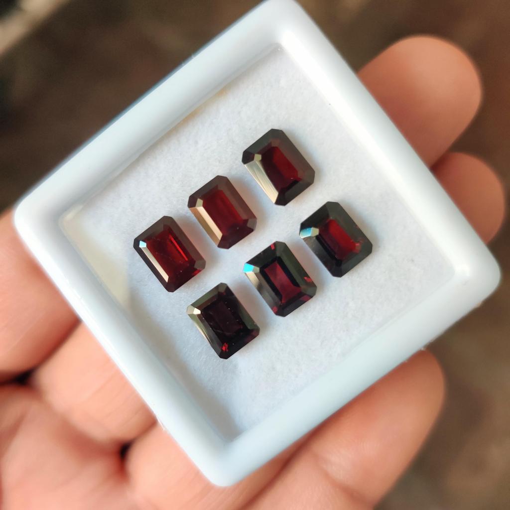 8x6 Mm Size Emerald Cut Natural Garnet Gemstone Lot, Healing Gemstones Lot.