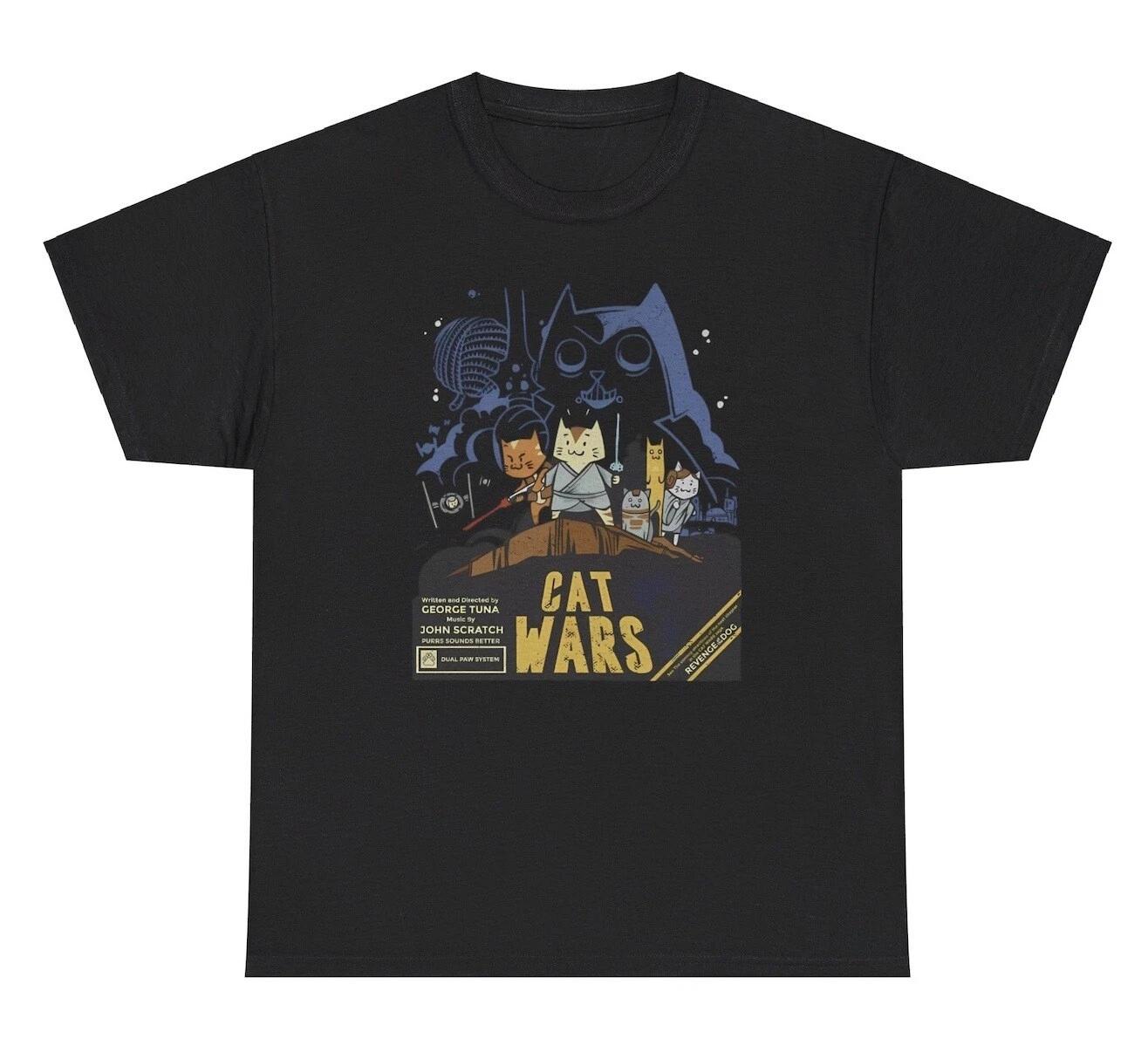 Cat Wars Parody T Shirt Funny Movie Animal Lovers Joke Parody Gen Z Humor Tee S