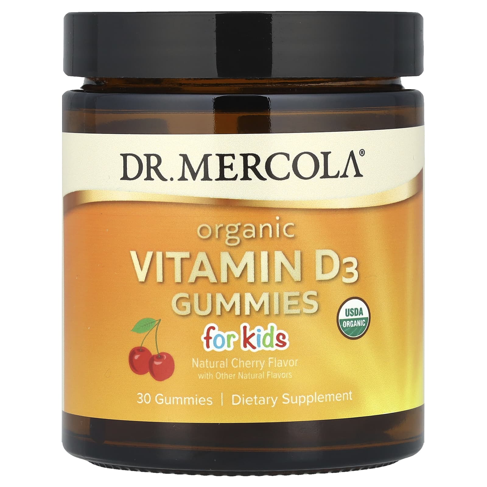 

Dr. Mercola, Organic Vitamin D3 Gummies, Kids, Natural Cherry Flavor, 30 Gummies (25 mcg (1,000 Iu) per Gummi)