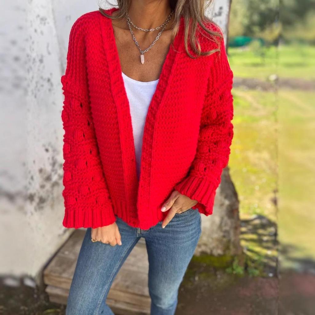 2024 Winter Women's Fashion Solid Color Wool Cardigan