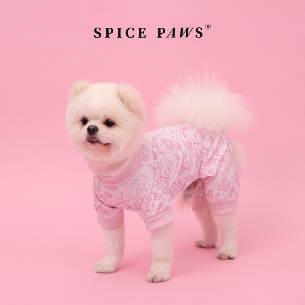 Pet Jumpsuit, Dog & Cat Cupid'S Arrow Pattern Bodysuit Clothes, Pullover Style Pet Apparel, Cute Floral & Heart Print Pet Outfit