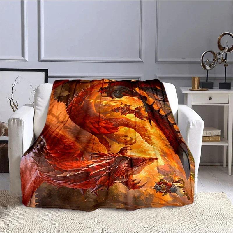 Game Monster Hunter Dragon Blanket for Children, Flannel Blanket, Soft and Comfortable, Home and Travel, High Quality