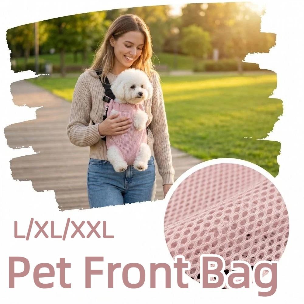 Adjustable Strap Dog Front Carrier Breathable Mesh Pet Carrier Backpack  Outdoor Travel