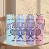 1PC Athletic Tennis Club Badge 750ml Color Plastic Sports Water Bottle Leakproof Flip Straw Lid Suitable for Sports Office Home Use