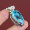 Faceted Swiss Blue Topaz Pendant Vintage Gemstone Pendant 925 Sterling Silver Pendant Handmade Jewelry Engagement Gifts Statement Pendant
