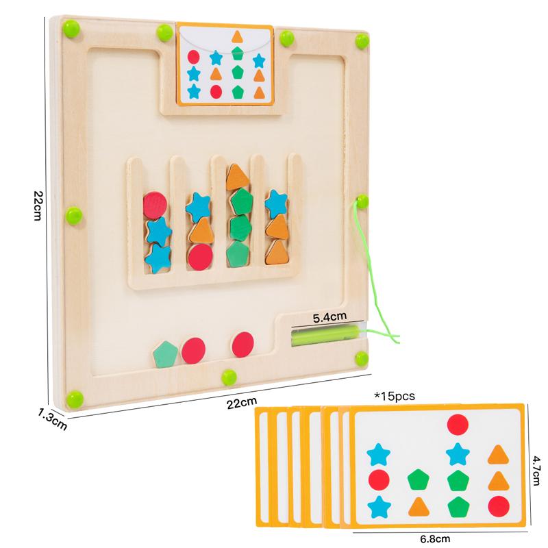 Wooden Color Shape Magnetic Maze Magnetic Sorting Travel Board Montessori Educational Learning Toys For Age 3+ Fine Motor Skills