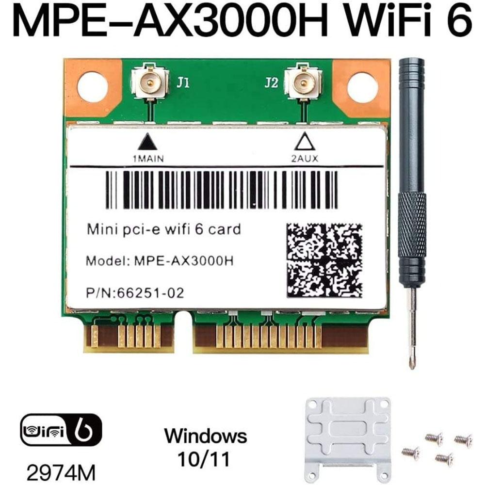 2974Mbps WiFi 6 Half Mini PCI‑E Network Card Dual Band 2.4G/5GHz Bluetooth 5.2 Wlan Adapter 802.11AX For Windows 10 Laptop