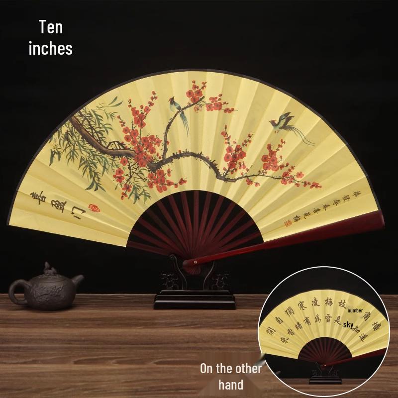 Özelleştirilebilir Çin Tarzı Çocuk Bambu ve İpek Katlanır Yelpaze - Boş Seçenekli Antik Hanfu Tasarımı